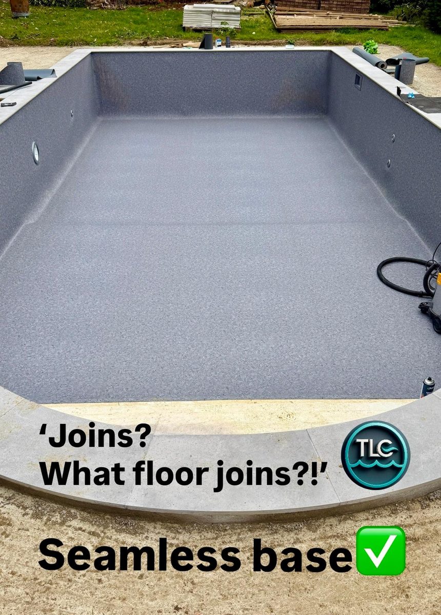 Completed pool with seamless reinforced membrane finish — by The Liner Guy